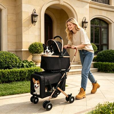 Justmaellc 3-in-1 Convertible Double Pet Stroller for Dogs and Cats for Small/Medium Pets - N/A