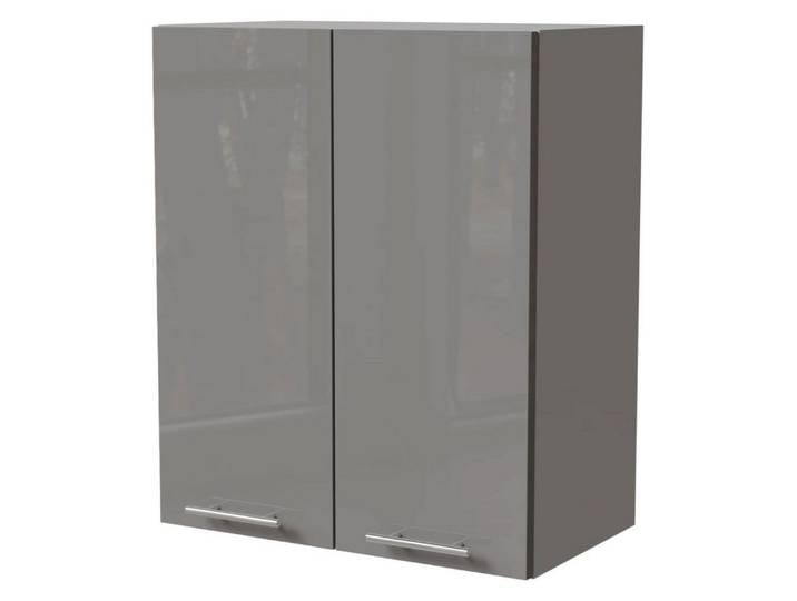 Feldmann-Wohnen Klapphängeschrank Essen (W3/60, 2-türig, 2 Einlegeböden, 1-St., Küchenhängeschrank) 60x32,5x72cm grau - grau Hochglanz (ES-W3/60)