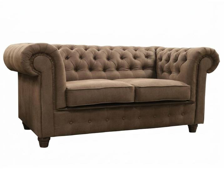 JVmoebel Chesterfield-Sofa Braunes 2-Sitzer-Sofa Klassisches Stoffsofa Chesterfield Wohnzimmer, 1 Teile, Made in Europa
