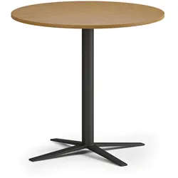 Couchtisch AURA, Durchmesser 60 cm, schwarzes Fußgestell, Buche