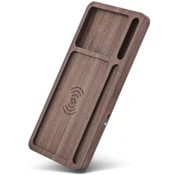 INLINE WoodCharge û Organizer mit integrierter Qi-Ladefläche aus Walnuß-Holz