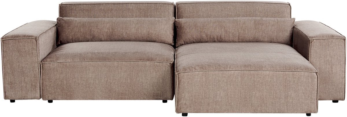 Moderne linkszijdige L-vormige hoekbank voor volwassenen met decoratieve kussens