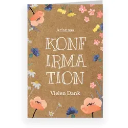 Dankeskarte Konfirmation: Kornblumen mit Foto in Kraft Look