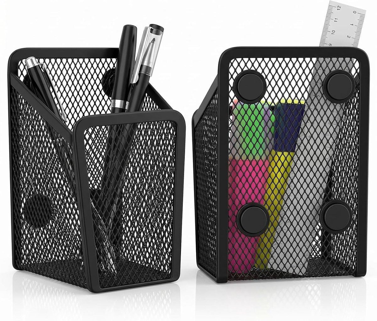 Set van 2 zwarte magnetische metalen penhouders voor whiteboard-accessoires