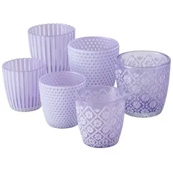 Boltze Windlicht Patty 6er-Set, H7-9 x ⌀7-9 cm, Lila