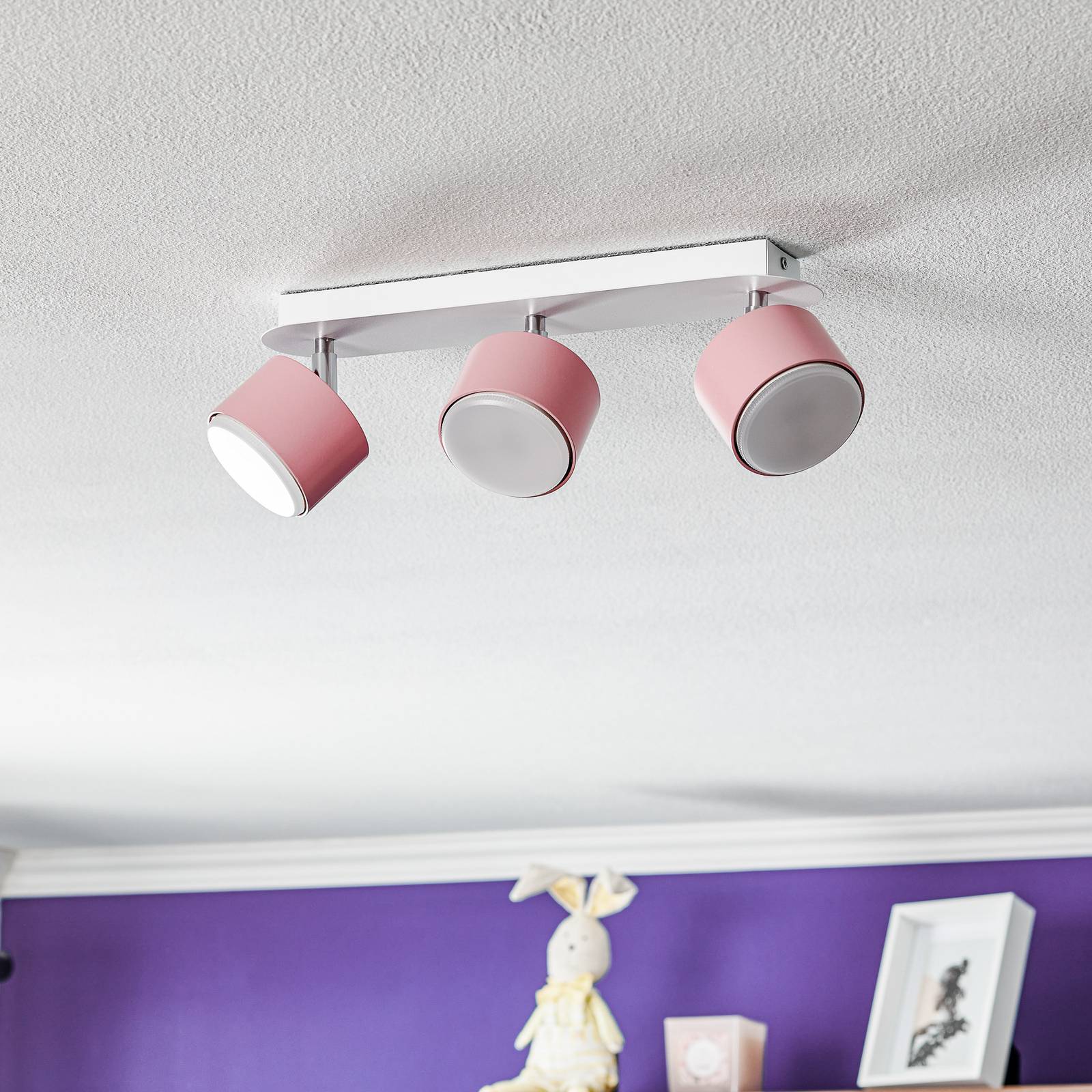 Deckenstrahler Cloudy dreiflammig rosa Eko-Light, dimmbar, violett / pink / rose, für Wohn- / Esszimmer, Metall, Junges Wohnen, Strahler