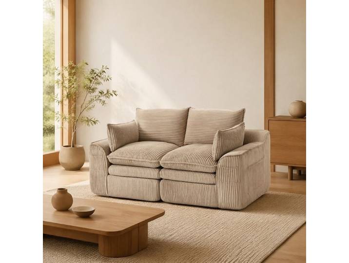 VUENOR Canape 2 places compressible khaki – poches laterales sans montage