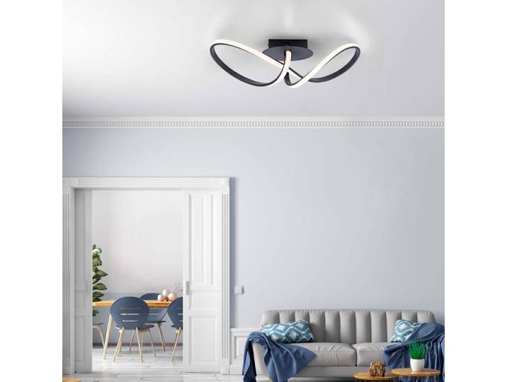 Plafonnier LED noir\, intensité lumineuse variable\, L 61 cm