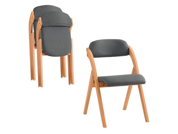 SoBuy Klappstühlen 2 er set, Dunkelgrau, Holz, 47.5x77x59 cm, Esszimmer, Stuhl, Klappstühle