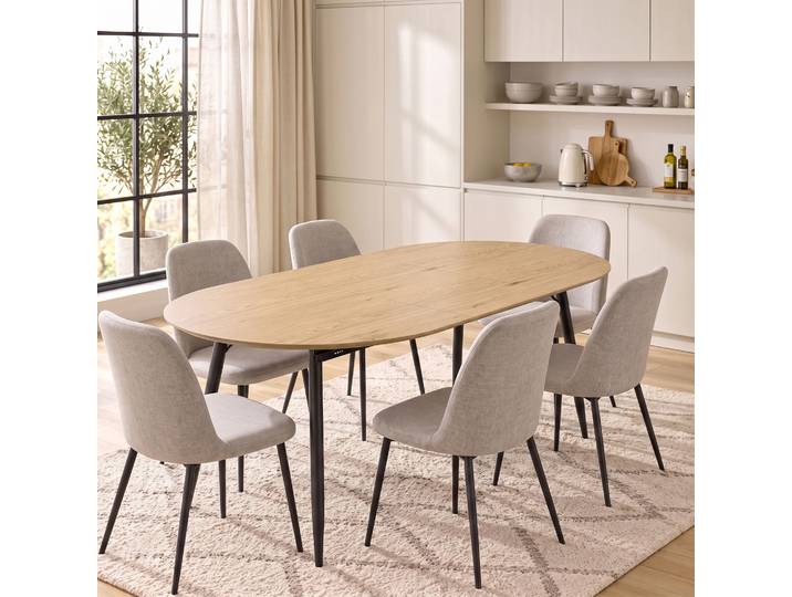HOMCOM Table Extensible Ovale 120-160cm Chêne Cuisine 4-6 Pers