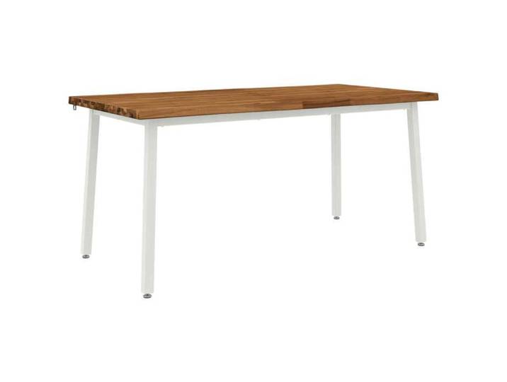 Table à manger en bord vivant - - Bois d'acacia massif - Naturel et blanc - Bord vivant - 140 x 90 x 75 cm 59937
