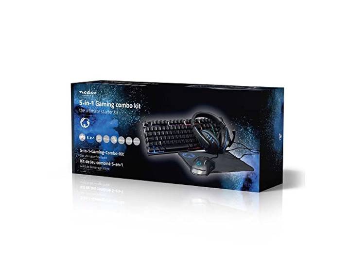 Nedis Gaming Combo Kit 5-in-1 Toetsenbord, headset, muis en muismat zwart QWERTY ND Layout