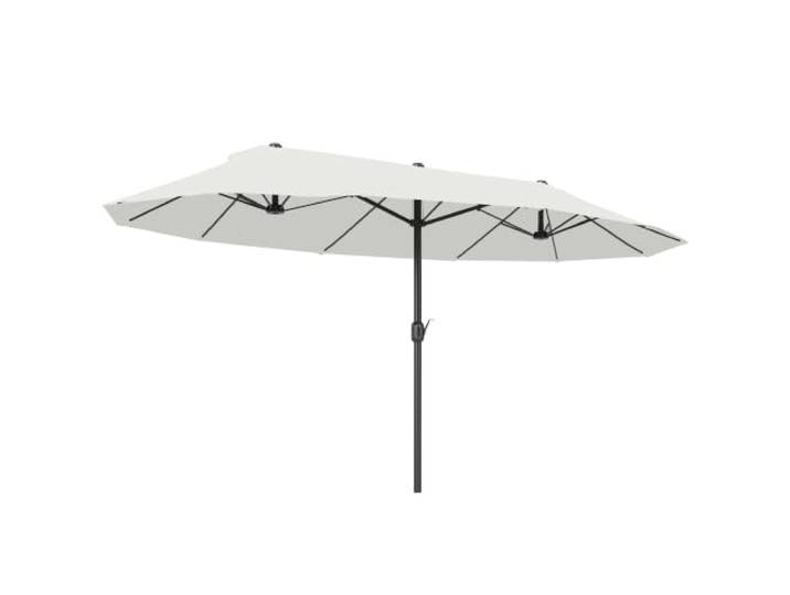 Outsunny Doppelsonnenschirm 455x265cm UV Schutz mit Handkurbel Beige Sonnenschirm, Balkonschirm Windfest, Kurbelschirm, Sonnenschutz für Balkon Garten