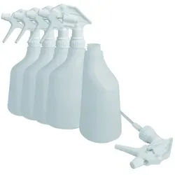 5 Sprühflaschen weiss 600 ml inkl. Sprühköpfen weiss inkl. 5 Tex Spray Sprühköpfen mit 17 cm Ansaugrohr