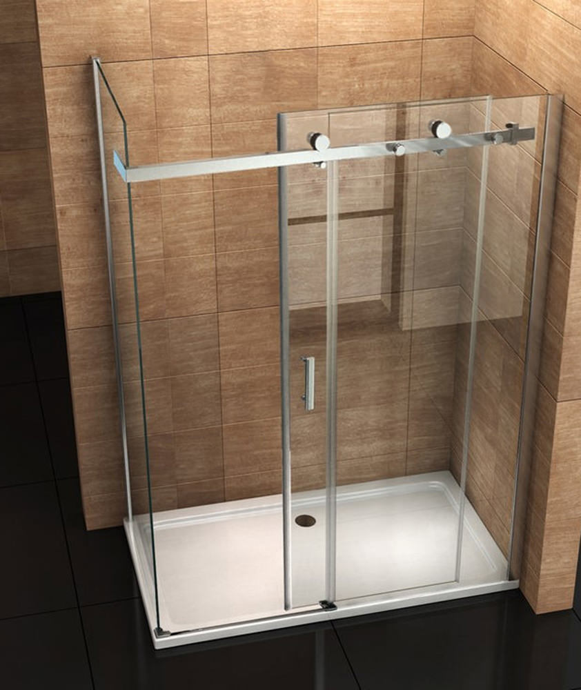 Aloni Eckdusche 90x120, Teilrahmenkonstruktion, Glaswand & magnetische Schiebetür aus ESG-Sicherheitsglas, bodengleich oder mit Duschwanne montierbar