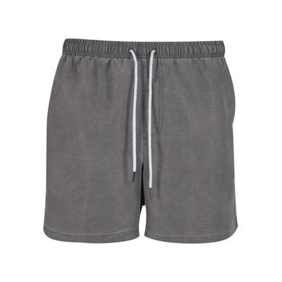 Badeshorts URBAN CLASSICS "Urban Classics Washed Swim Shorts", Herren, Gr. M, US-Größen, grau (magnet), 100% Polyester, Badehosen Badeshorts