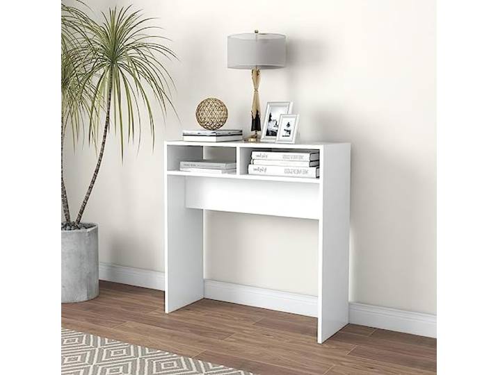 HEFZGDB Konsolentisch Weiß 78x30x80 cm Holzwerkstoff Flurtisch Beistelltisch für Eingangsbereich und Wohnzimmer Langlebig Leicht zu Reinigen Dekoration Aufbewahrung