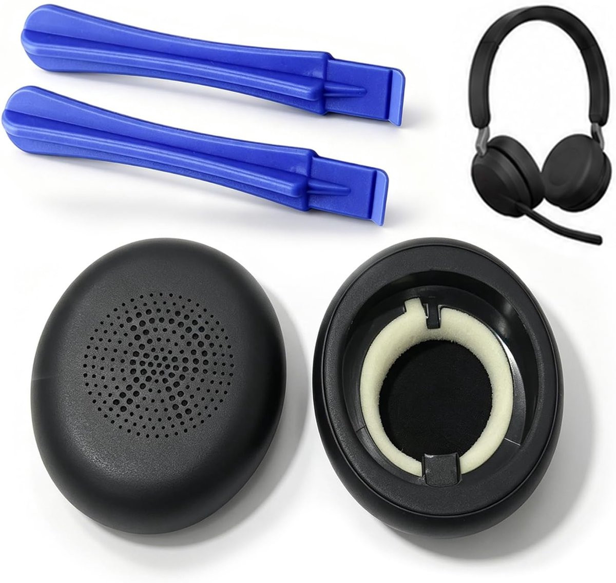 Eiwitleren oorkussens voor Jabra Evolve2 65, Evolve 65, Evolve2 40 en Elite 45h hoofdtelefoons