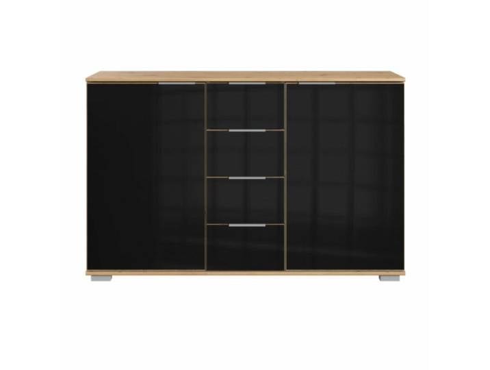 Wimex Easy Plus Kombikommode - Artisan Eiche Nachbildung, Glas schwarz Modern