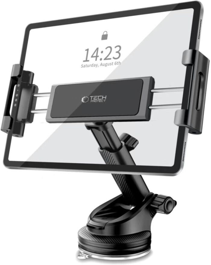 Tech-Protect – Innovativt Tablet Stativ til Bil – 360° Rotation & Teleskopisk Arm - Sort