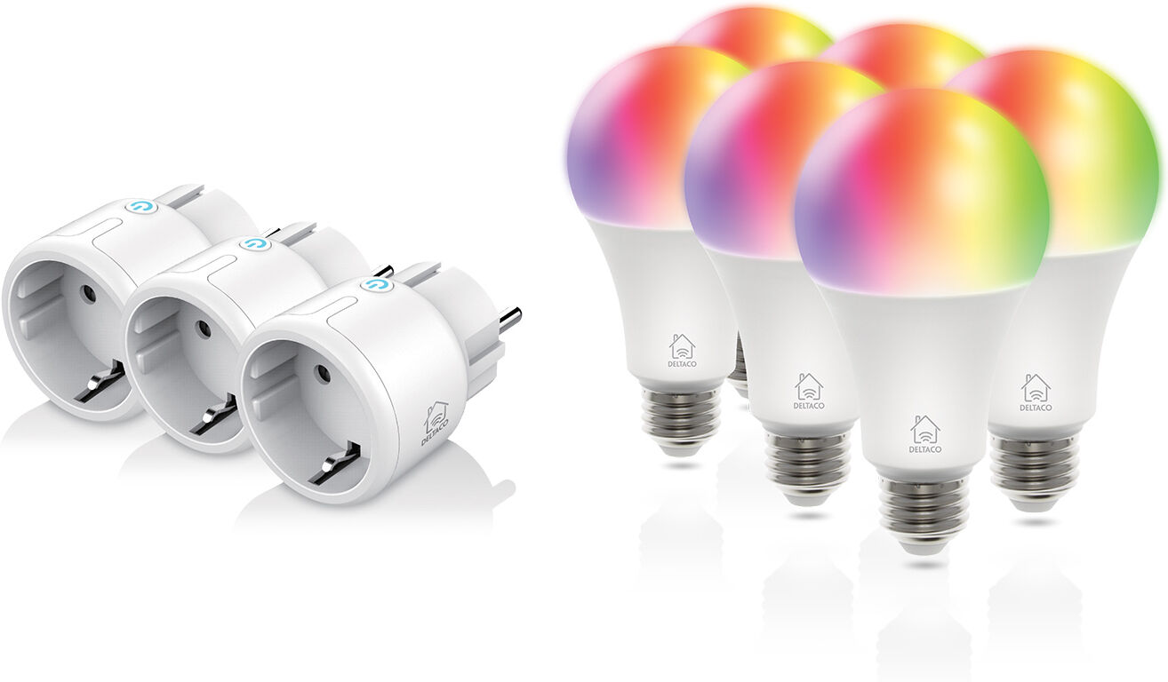 Deltaco Smart Home Start Kit - 3x Mini Plug + 6x Rgb Bulb