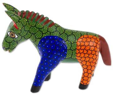 Novica Handmade Splendid Donkey Wood Alebrije Figurine