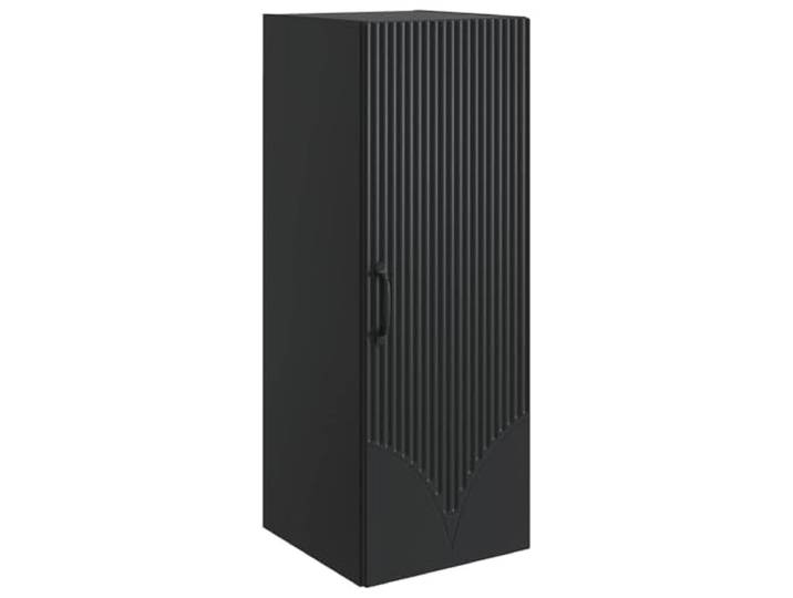 QINXIXINAIXI Wandschrank 33 x 34,5 x 90 cm Holzwerkstoff Schwarz Wandmontage, 90° Pendeltüren, Metallstangenriffe, Regale, Holzwerkstoff, Schwarz, platzsparend