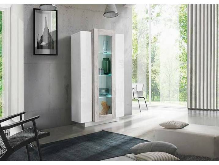 Vitrine Ablaze 80 x 38 x h 121 cm blanc brillant ciment