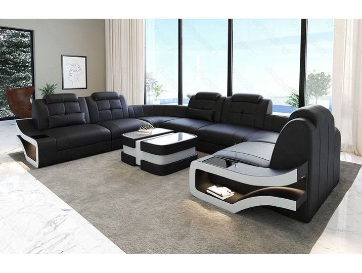 Sofa Elena Eleganz U-Form in Leder