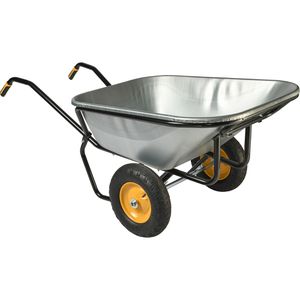 Haemmerlin Schubkarre Twin Excellium, Tragkraft 250 kg, 2 Räder mit Luftbereifung, verzinkte Stahlmulde, 230 Liter