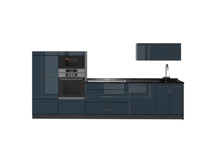 Cuisine Fame-Line 340cm sans PT Bleu foncé brillant/Anthracite Vicco 64453