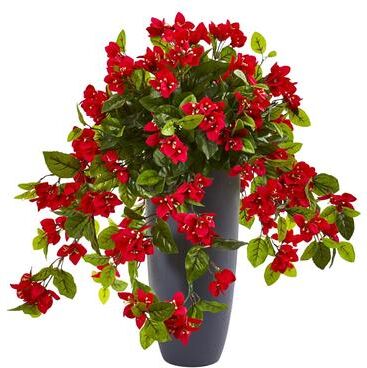 Nearly Natural "26"" Bougainvillea Artificial Plant in Planter UV Resistant (Indoor/Outdoor)"