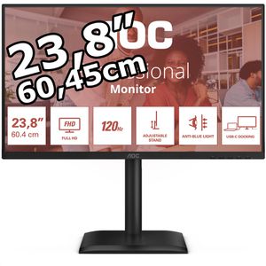 AOC Monitor 24E4CV, 23,8 Zoll, Full HD 1920 x 1080 Pixel, 4 ms, 120 Hz
