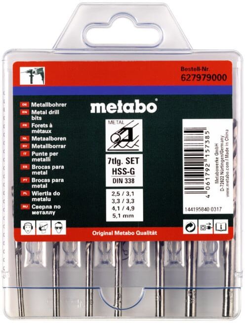 Coffret de forets HSS-G, 7 pièces metabo (627979000)