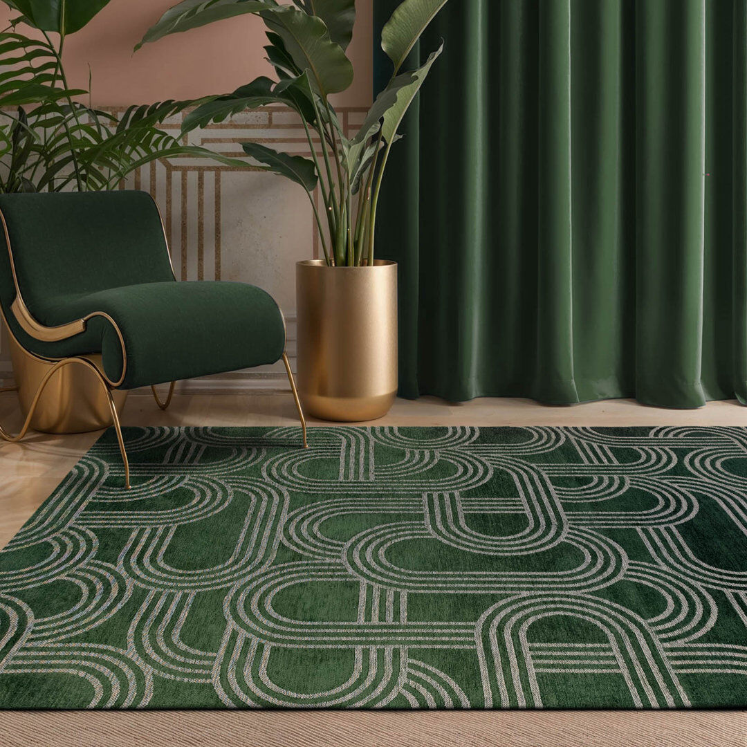 Metro Belvedere Rectangle Area Rug Green Rectangle 170 x 240cm
