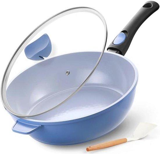 Keramische Bratpfanne 28 cm - Antihaftbeschichtung mit Deckel und abnehmbarem Griff