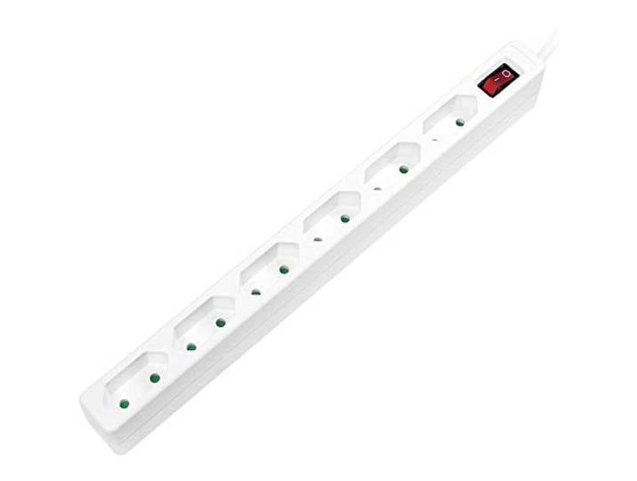 LogiLink LPS232 Multiprise\, à 6 prises (prise européenne) CEE 7/16\, avec interrupteur marche/arrêt et sécurité enfant\, blanche