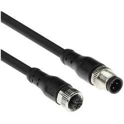 ACT Industrial 5.00 meters Sensor cable M12A 4-pin male to M12A 4-pin female, Superflex Xtreme TPE cable, Elektronikkabel + Stecker, Schwarz
