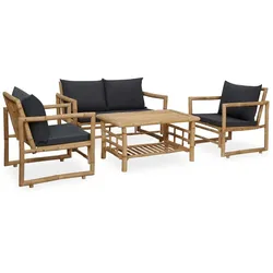 vidaXL 4-tlg. Garten-Lounge-Set mit Auflagen Bambus