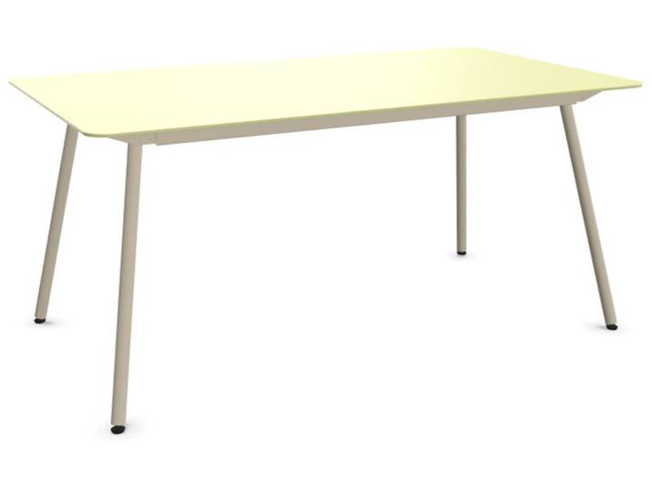 Glasfaser-Tisch Locarno Edge von Schaffner / Farbe: Buchsbaumgelb / Grösse: 160 x 90 cm