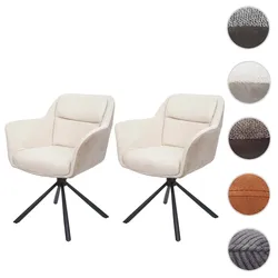 2er-Set Esszimmerstuhl HWC-K33, Küchenstuhl Stuhl, drehbar Auto-Position, Stoff MVG ~ Kunstleder, creme