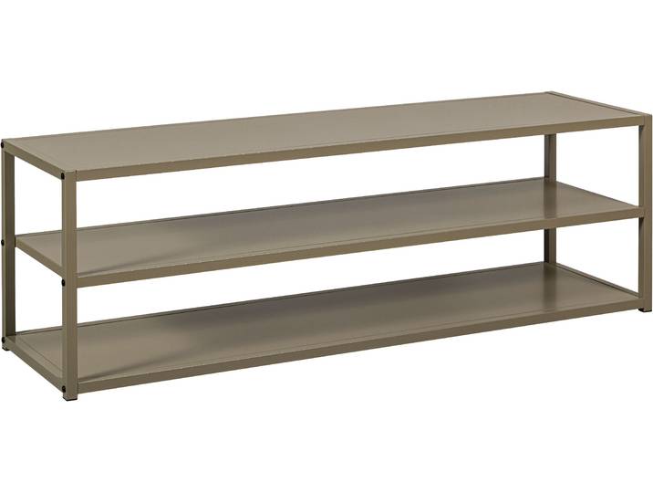 TV-Regal WOOOD Teun mit pulverbeschichtetem Metall und offenem Rahmen , beige (klei grau), B:120cm H:40cm T:35cm, Metall, Regale, Pulverbeschichtetes Metall, Tragkraft Deckplatte 30 kg