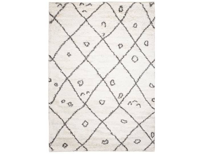 TAPISO Tapis Salon Shaggy Poils Longs DELHI Crème Géométrique Polypropylène Intérieur 160x220 cm