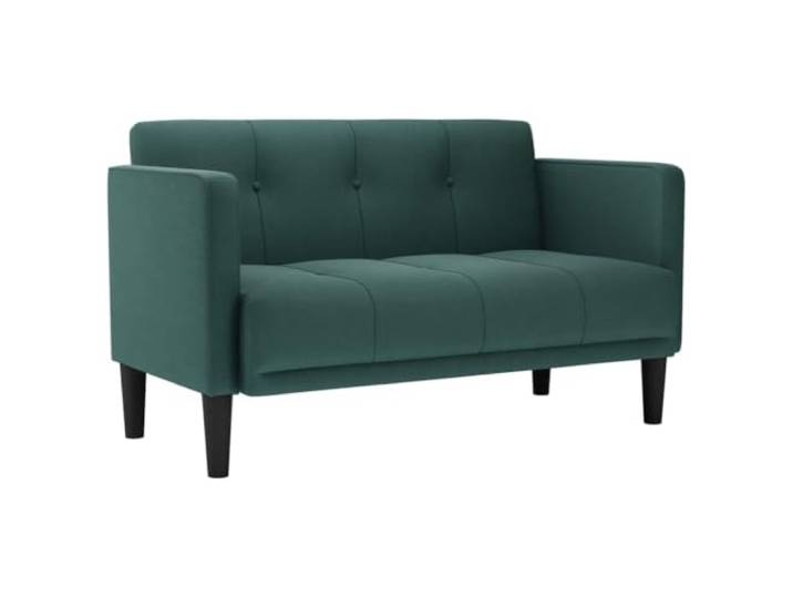 IBUQDDV Zweisitzer-Sofa Dunkelgrün 111 cm Stoff Polyestergewebe, Schaumstoff und Feder, Sperrholzrahmen, stützende Beine, Sperrholz-Armlehnen