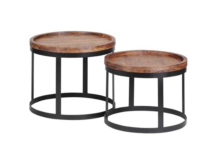 Wohnling Beistelltische 2er Set Akola 53x53x45 cm Sheesham Massivholz
