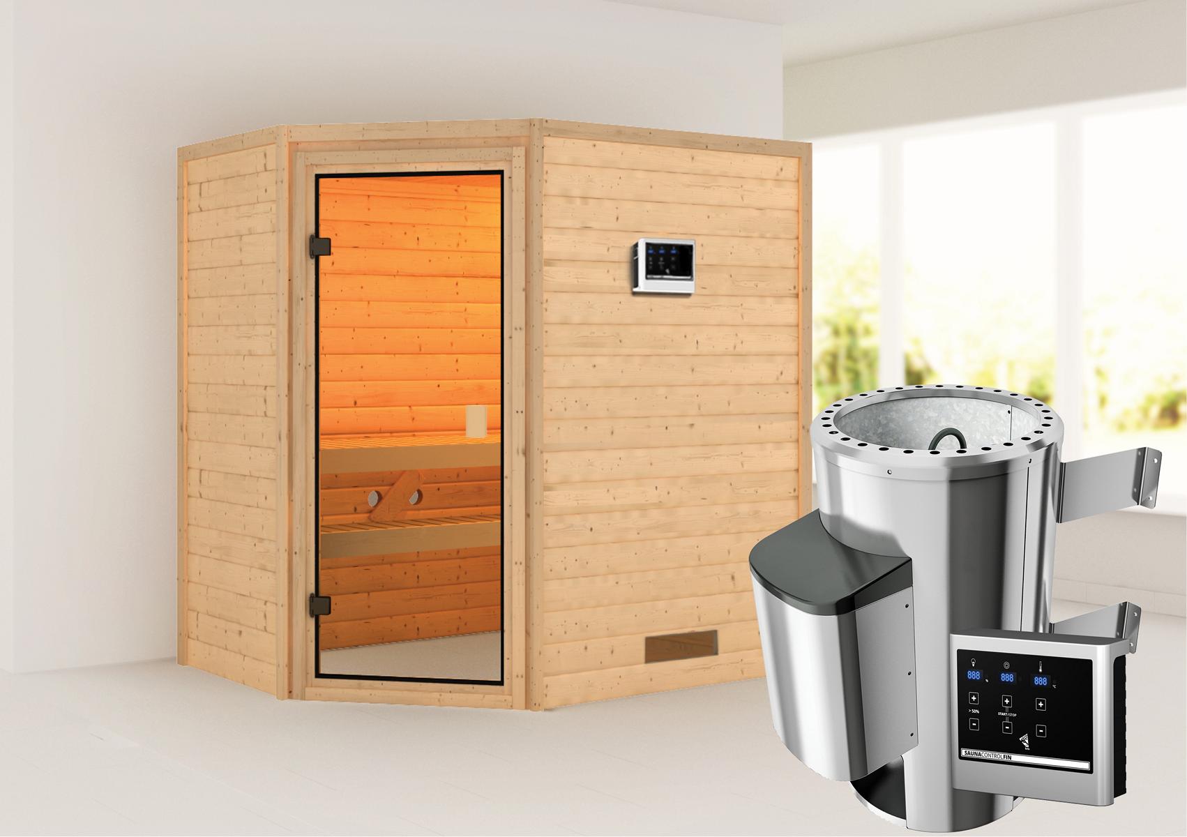 KARIBUHOLZT Sauna Jella Eck, 3,6kW ext. Strg. 16880464