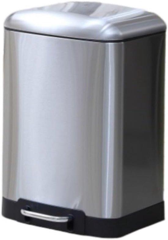 Abfalleimer mit Pedal, quadratisch, 6 Liter, silberfarben