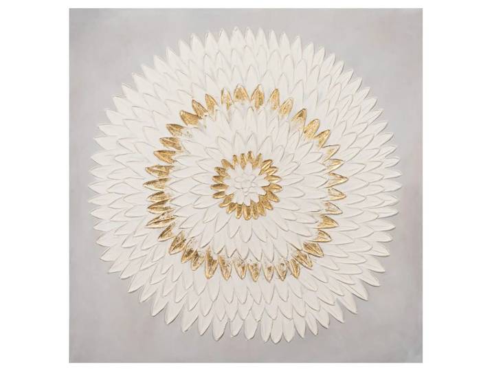 Bild Mandala in Weiss-Gold image LAND / Grösse: 100 x 100 cm