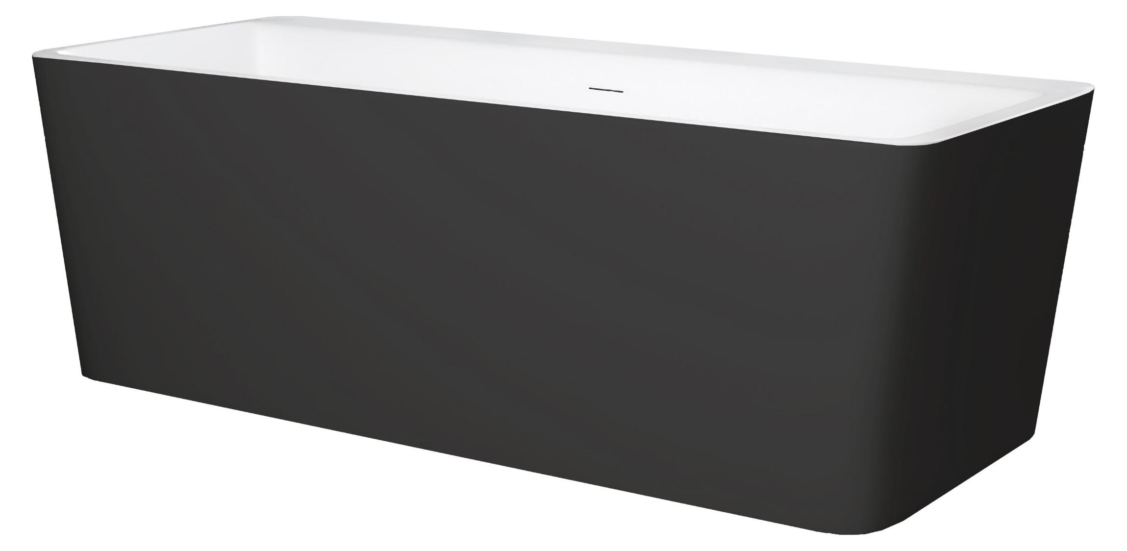 BALNEO Freistehende Badewanne ROMA 170 x 80 cm Schwarz No Rim