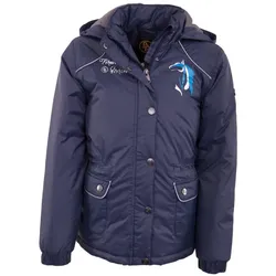 BR Kinder Jacke Jupiter navy dunkelblau wasserdicht Kapuze 2-Wege-Reißverschluss, Größe: 140